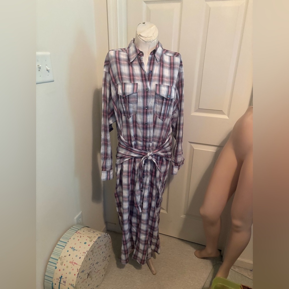 Isabel Marant Etoile Plaid Button-Up Shirt Dress size 38 $550 nwt
